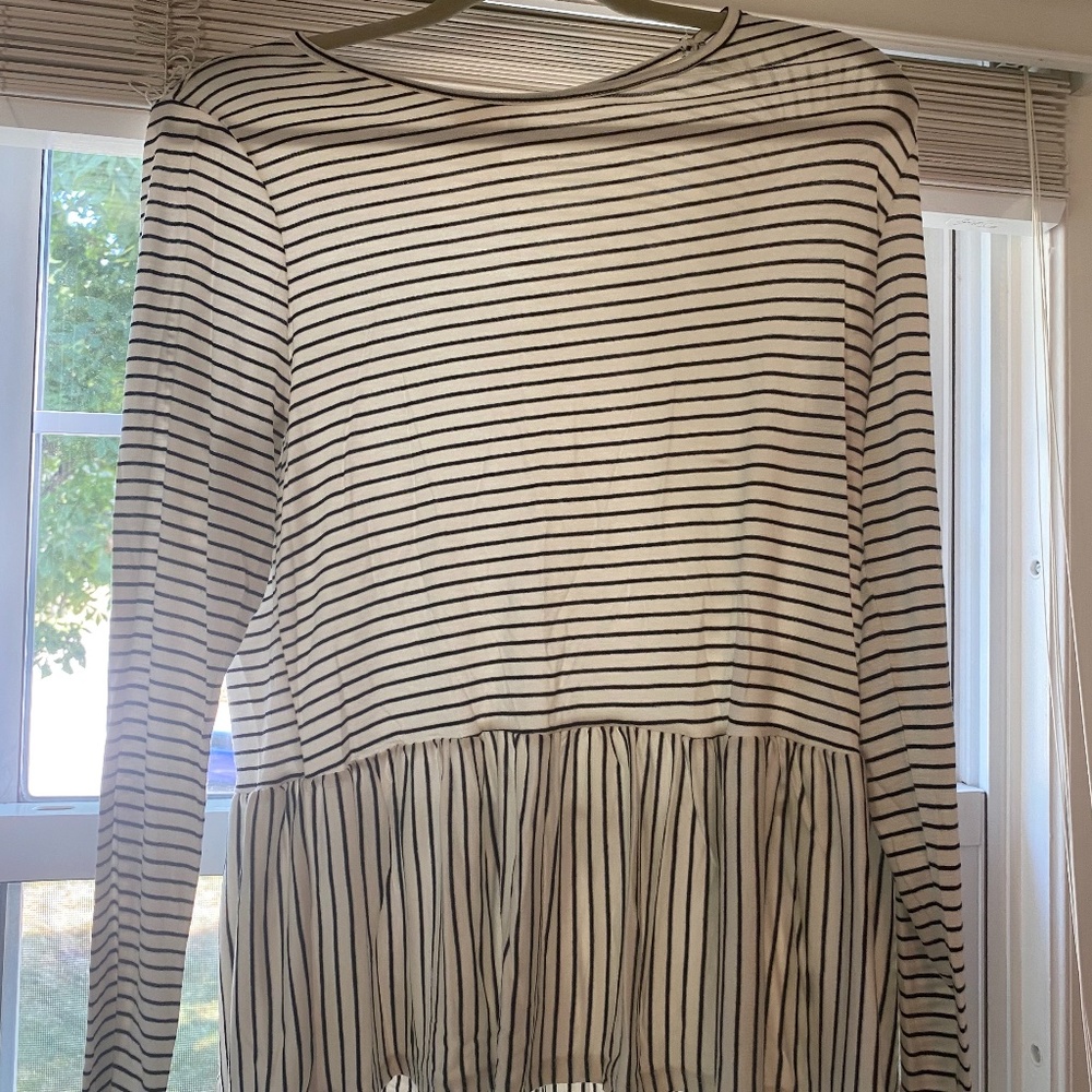 Black and cream peplum shirt